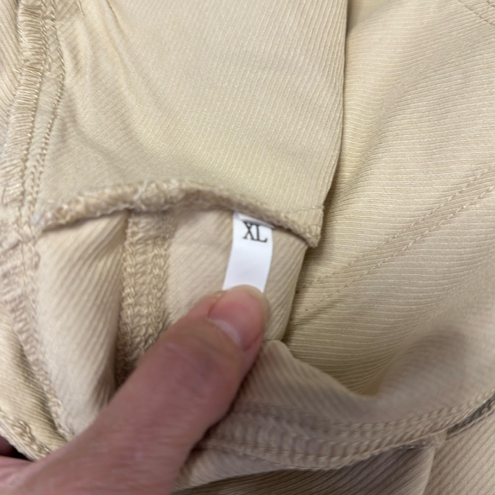 Beige straight leg pull on stretchy slacks - Picture 6 of 6